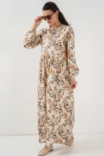 Robe longue à motifs 1947 - Beige