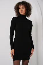 Robe en maille à col pêcheur 15797 - Noire