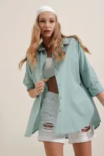 Chemise basique longue oversize 3900 - Vert turquoise