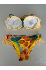 Ensemble bikini doublé brodé de pierres jaunes pour femme HZL25S-LC207