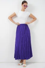 Jupe longue froissée pour femme 8042 - Violet