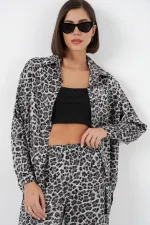 Ensemble deux pièces imprimé léopard 6699 - Anthracite