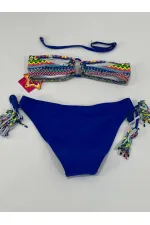 Ensemble bikini triangle bleu à doublure multicolore pour fille, 4-12 ans, HZL24S-LC1904