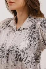 3964 Lightly Draped Satin Shirt - Light Grey