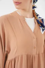 Robe longue hijab pour femme 2525 - Biscuit