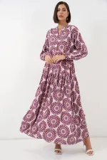 Robe longue hijab à motifs pour femme 2585 - B.Lila