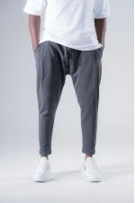 Pantalon de survêtement coupe droite à poches pour homme, avec cordon de serrage fumé, HZL24S-MXC8948-321