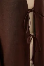 Kimono hijab en lin 5968 - Marron