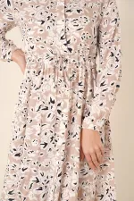 Robe hijab à col mandarin 2144 - Crème