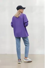 Kadın Mor Oversize Uzun Basic Gömlek Hzl22w-bd139001