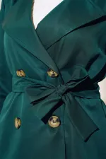 Trench-coat croisé avec hijab T5853 - Vert émeraude