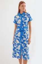 Robe-chemise à motifs 2455 - Bleue