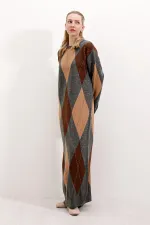 Robe longue tricotée 15861 - Grise