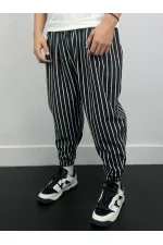 Pantalon de jogging ample à rayures noires et blanches pour homme, taille et jambe élastiques, HZL24S-MXC8989-189