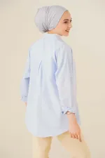 103901 Oversize Basic Hijab Shirt - Light Blue