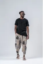 Men's Camel Patterned Elastic Waist and Leg Loose Cut Pocket Jogger Sweatpants HZL24S-MXC8989-144