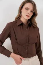 20231 Slim Fit Poplin Shirt - Brown