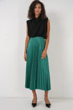 Jupe plissée aspect cuir 8009 - Verte