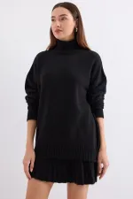 15891 Sweater Skirt and Knitwear Two-Piece Set - Black