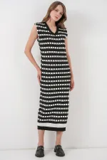 Kadın Uzun Triko Süveter 15961 - D. Siyah