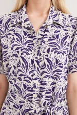 2213 Kısa Kol Viskon Elbise - F.Lacivert