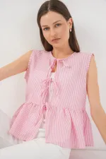 Women's Front Tie Blouse 961 - Pink