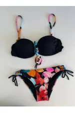 Ensemble bikini doublé brodé de pierres noires pour femme HZL25S-LC207