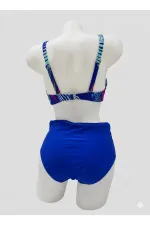 Ensemble bikini doublé bleu multicolore grande taille pour femme HZL25S-LC21202