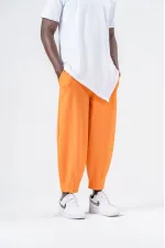 Pantalon de jogging ample orange pour homme, taille et jambes élastiques, HZL24S-MXC8989-341