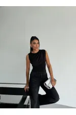 Kadın Siyah Büzgülü Kolsuz Sandy Bluz HZL26W-FRY122751