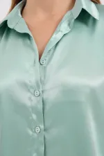 Chemise hijab verte satinée pour femme HZL25W-BD139641