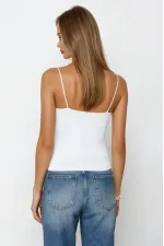 Kadın Beyaz İp Askılı Örme Body Bluz HZL24S-ZK11001