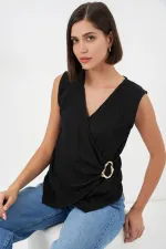 Women's Sleeveless Knitted Blouse 988 - Black