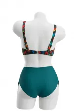 Ensemble bikini grande taille doublé à motif floral vert pétrole pour femme HZL26S-LC21202