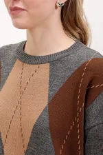 Robe longue tricotée 15861 - Grise