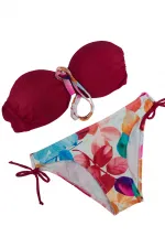 Ensemble bikini doublé orné de pierres rouges pour femme HZL25S-LC207