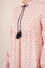 Robe hijab à col noué 1627 - Rose poudré