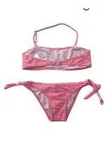 Ensemble bikini sans bretelles à rayures roses et blanches pour fille, motif abeille, 4-12 ans, HZL24S-LC3228