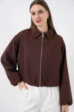 Women's Oversize Zip-Up Jacket 0735 - Brown