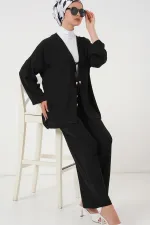 Women's Ayrobin Kimono Pants Two-Piece Set 6739 - Black