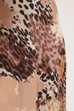 Women's Satin Skirt with Milk Coffee Pattern 15877