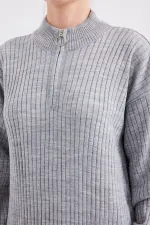 Robe longue en maille 15839 - Grise