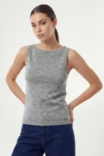 Débardeur tricoté sans manches pour femme 15935 - Gris