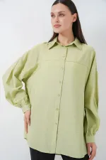 Chemise longue oversize pour femme 5965 - Vert foncé