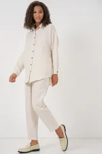 Ensemble deux pièces en lin 6622 - Écru