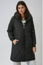 Kadın Siyah Kapitone Uzun Şişme Mont HZL22W-BD151381