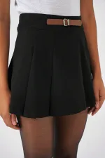 Jupe courte mini ceinturée pour femme 4335 - Noire