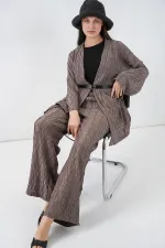 Women's Kimono Pants Two-Piece Set 30078 - Dark Gray