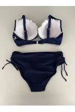 Kadın Lacivert Beyaz Etnik Desenli Bikini Takım HZL25S-LC2220