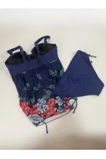 Robe tankini bleu marine à motifs floraux pour femme, modèle HZL24S-LC4009